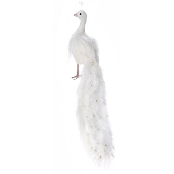 Χριστουγεννιάτικο Διακοσμητικό Λευκό Παγώνι (65cm)